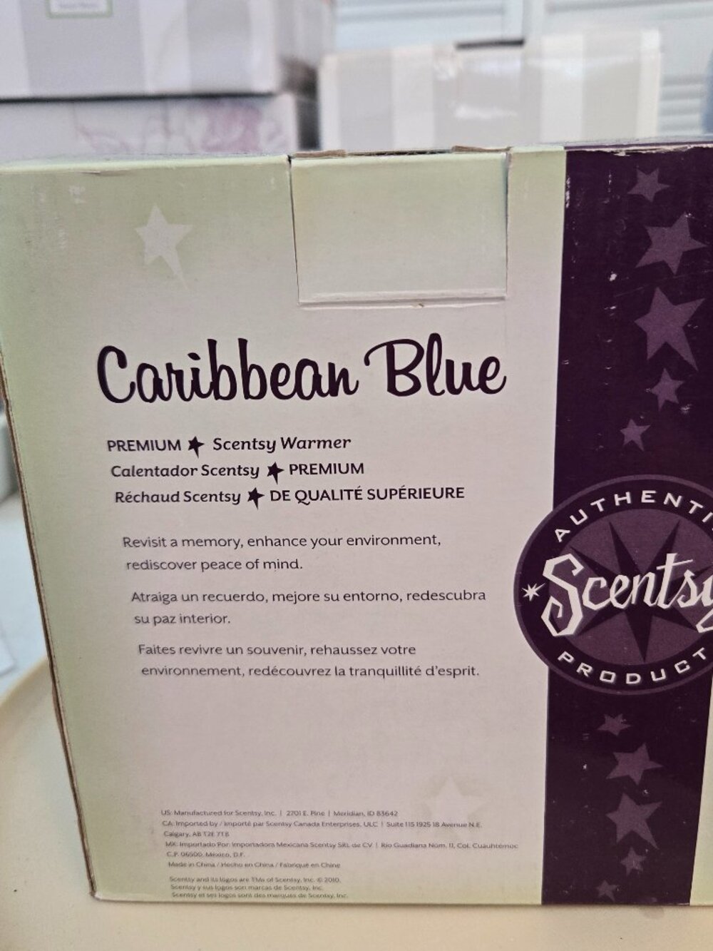 Scentsy Caribbean Blue Wax Warmer w Bulb Retired 6" ~ Open Box